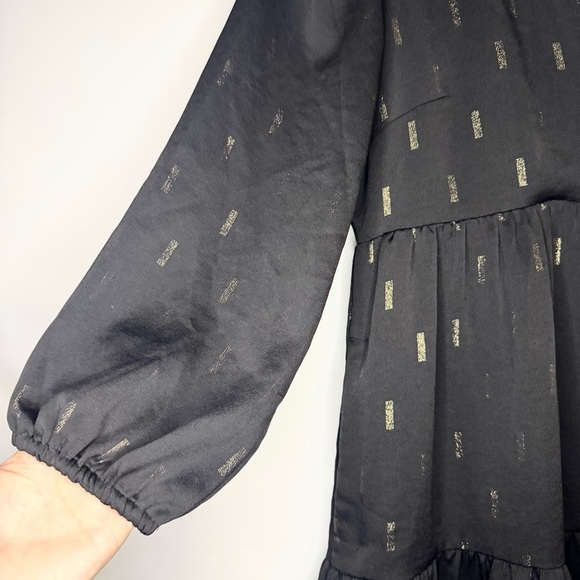 Madewell Metallic Jacquard Faux-Tiered Mini Party Dress Black and Gold Size XS - Picture 5 of 10